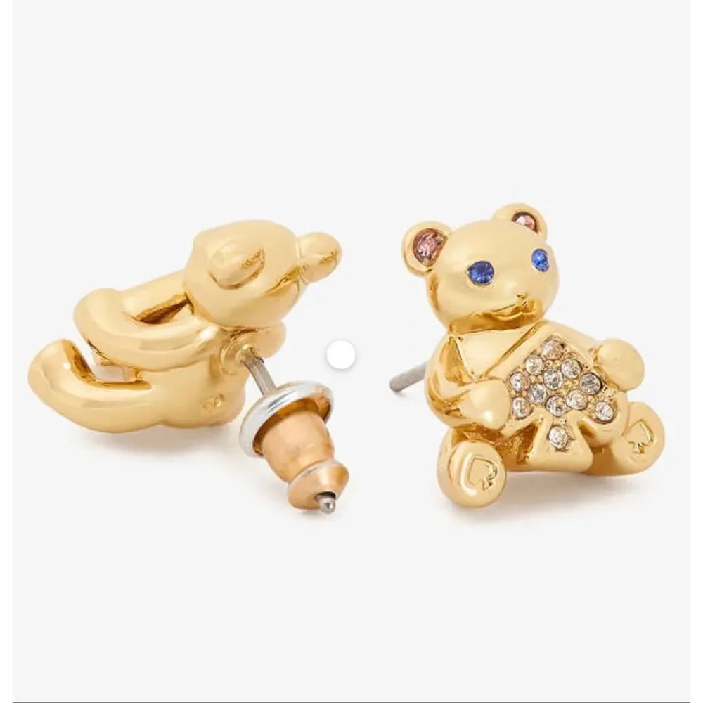 Kate Spade NEW Oh what Fun Spade Teddy Bear stud earrings